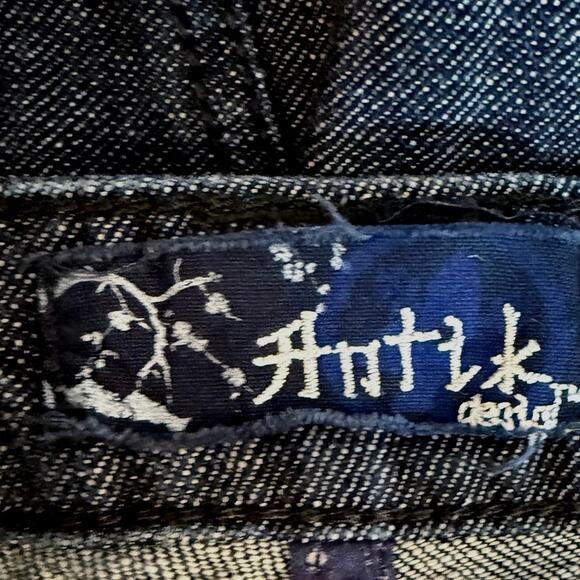 Vintage ANTIK Denim Mens Jeans Dark Was Embroidered Baggy Sz 40 Y2K Wide Leg - Picture 6 of 8